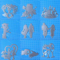 Couple Wedding Wine glass ring Metal Cutting Dies Scrapbooking Paper Decor Craft Knife Mould Blade Punch Stencils Dies Cut
