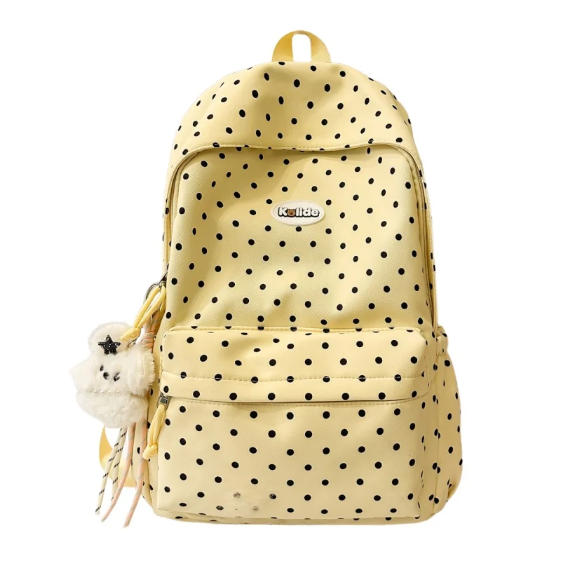 Polka Dot Backpack for Women Lightweight Nylon Bag Travel Daypack 16.54x11.42x5.12in