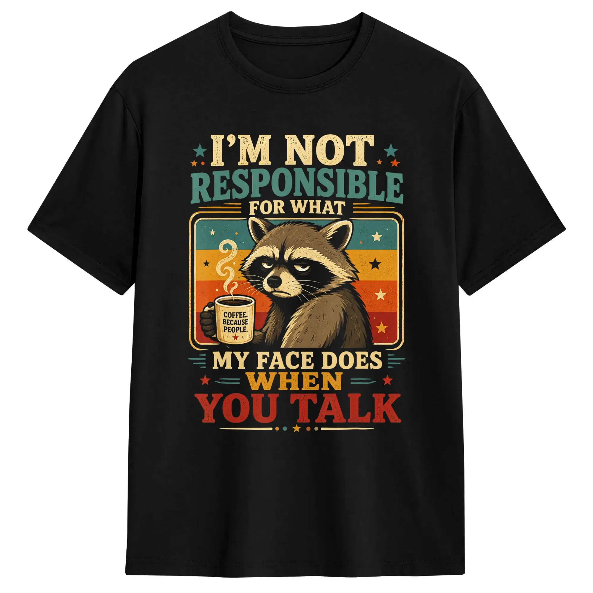 Camiseta Raccoon Im Not Responsible for What My Face Does, camisetas de verano 100% de algodón para hombres, camiseta informal, camisetas de manga corta