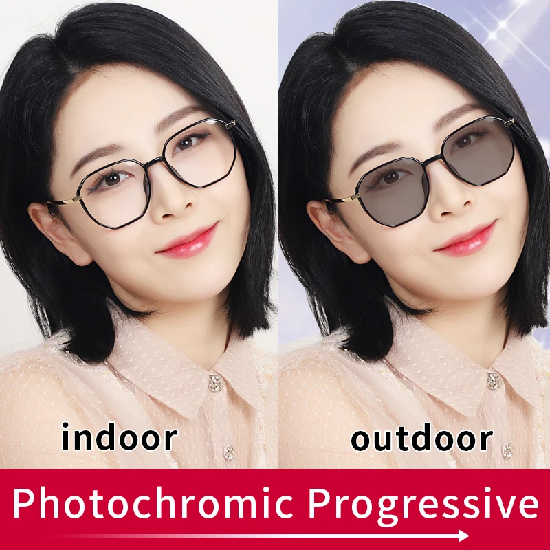 Photochromic Progressive Multifocal Reading Glasses for Women, Hot Fashion Intelligent Progressive Lens, Sunglasses Readers