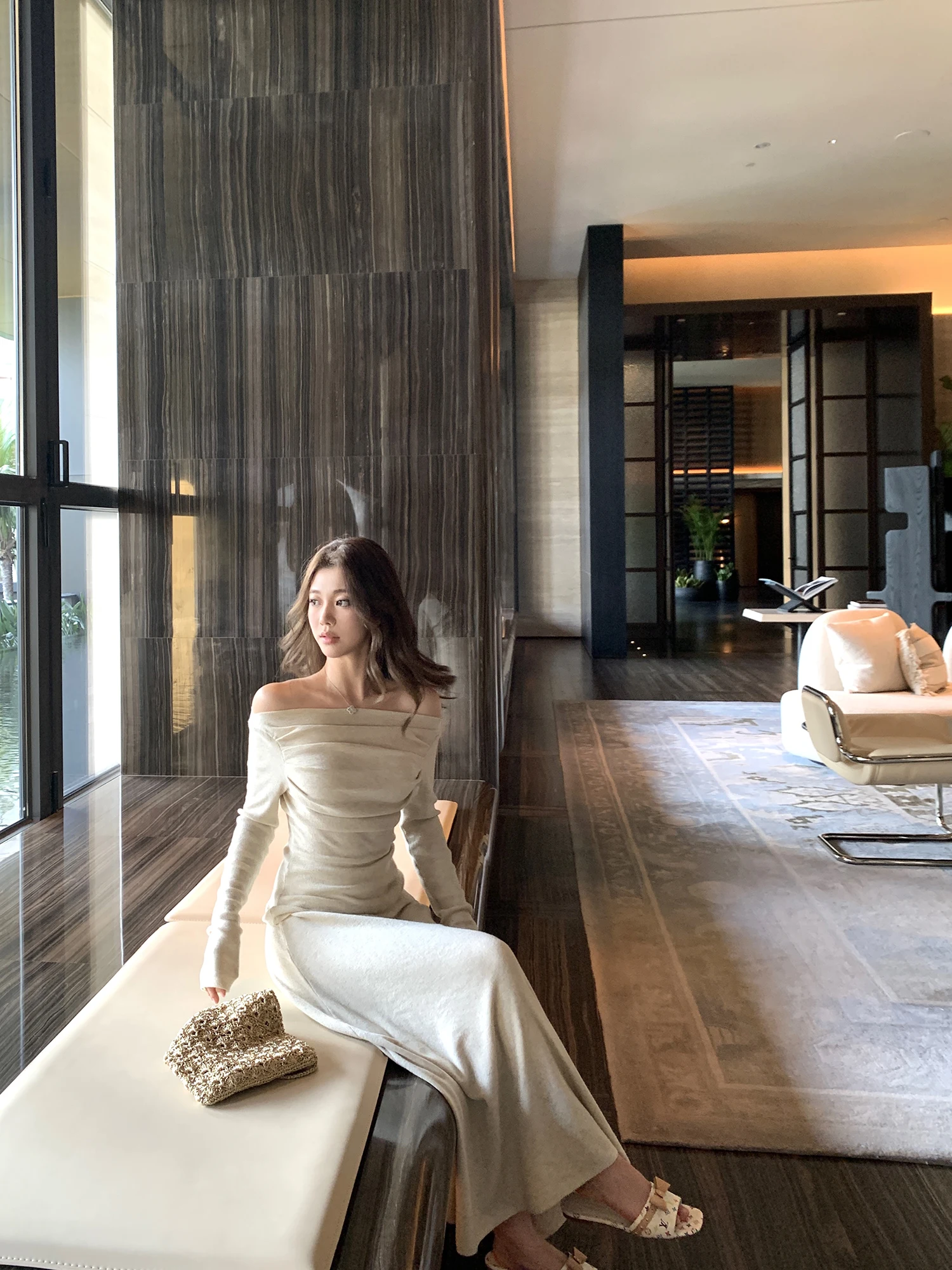 

Slimming Effect One Shoulder Casual Top with Half Skirt Two Piece Set EEONE122 by Zhou Fashionable Autumn Spring Women's Set