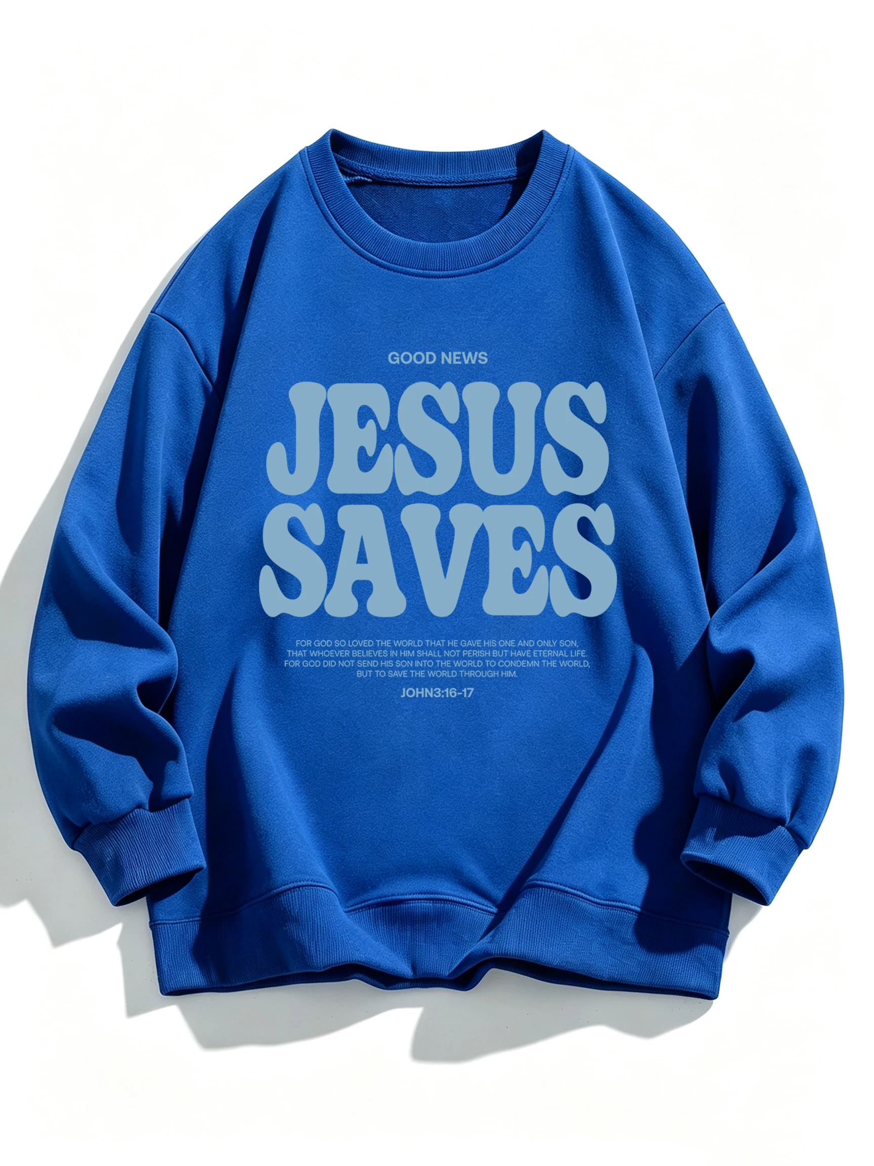 Good News Jesus Saves Letter Design Women Comfy Sweatshirt Soft Warm Top Fleece All-Match Pullover Crewneck Casual Sportswear