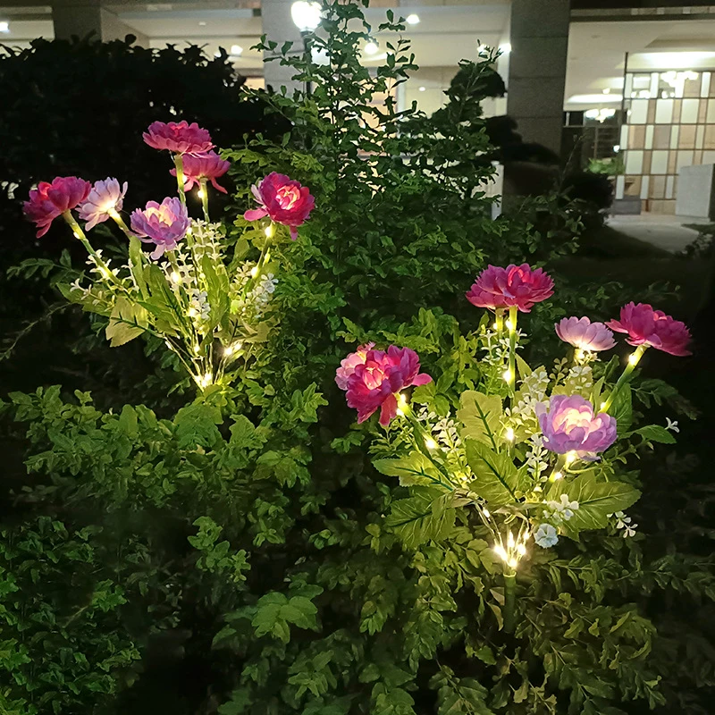 أضواء LED تعمل بالطاقة الشمسية، مصباح حديقة على شكل زهرة اللوتس الثلجية، أضواء ساحة مقاومة للماء في الهواء الطلق، فناء الحديقة، ديكور حفلات العطلات