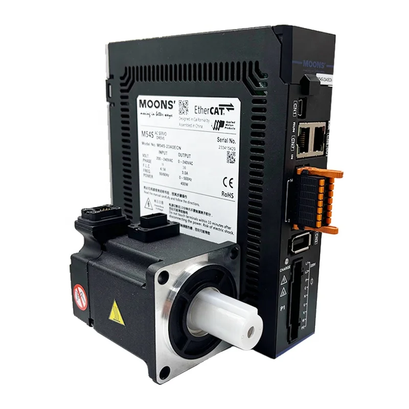 MOONS Servo Motor M3 AC Input Driver Full Closed Loop 100W 200W Set RS485 Communication SM3L-042A1ND M3DV-21A8RR