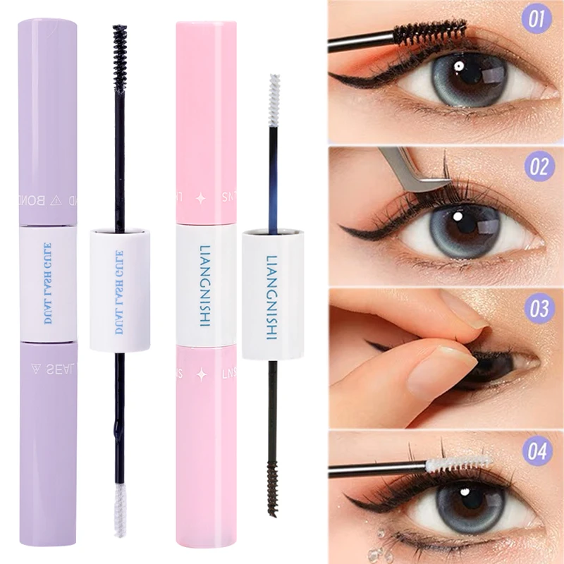 Waterproof Black Clear Eyelash Glue Mascara Double Head Lasting Bond Seal Eyelash Coating Raincoat Strong Hold Quick Dry Makeup