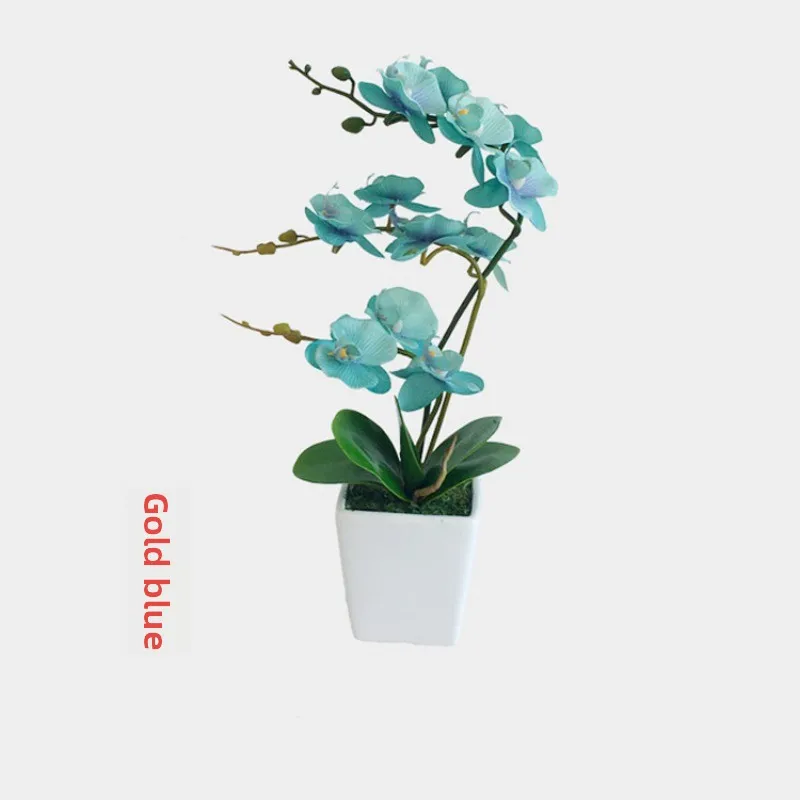 

15 " (approx. 38.1 Cm) Tall Artificial Silk Phalaenopsis Orchid Flower Pot Arrangement (dark Blue-purple)