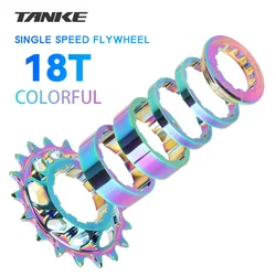 TANKE-Single Speed Flywheel Conversion Kit,18T,Cassette Cog,MTB Road Bike Sprocket for Freewheel Chain,7075 aluminum alloy CNC