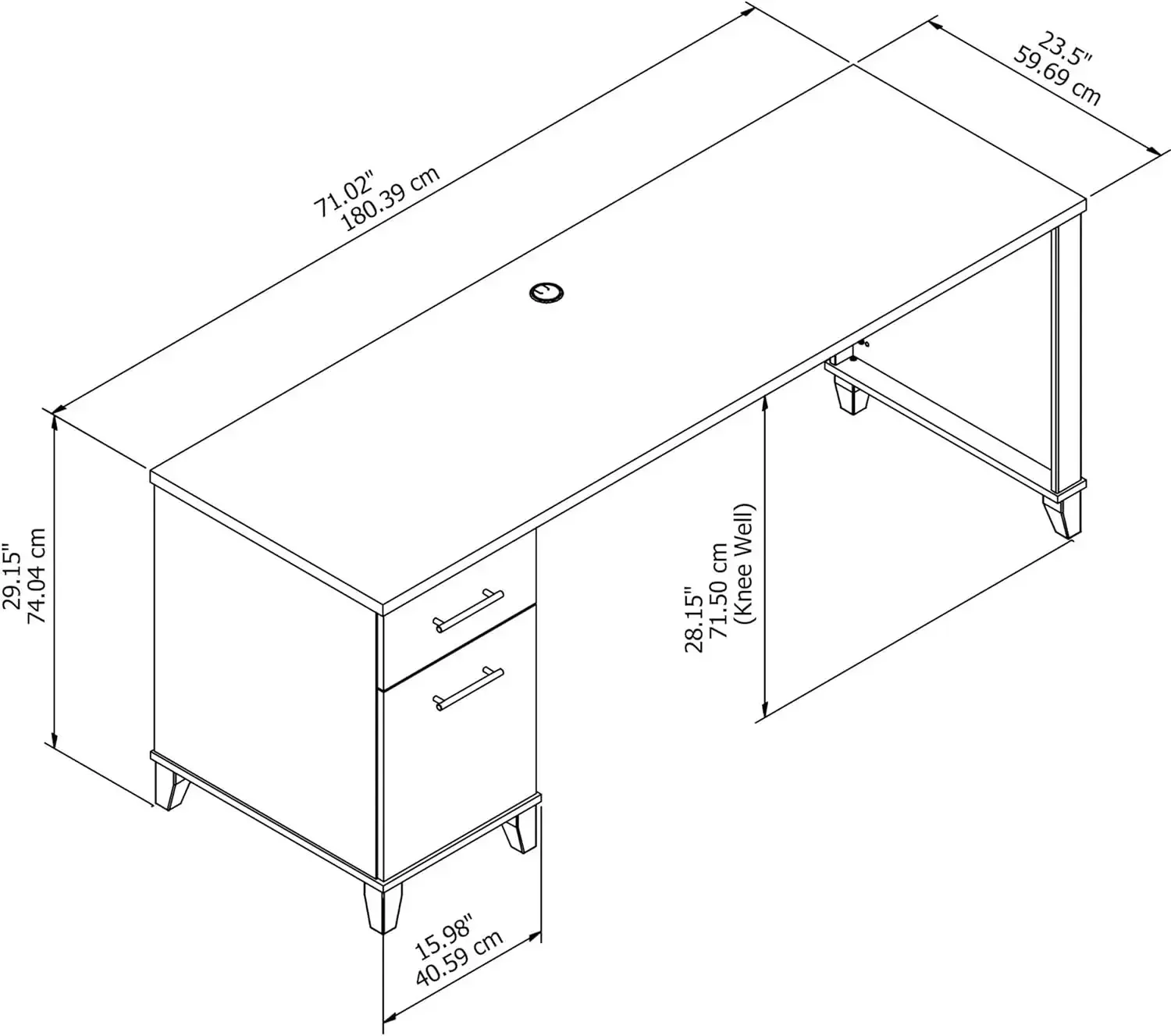 Bush Furniture Somerset Computer Desk with Drawers, Office Desk for Home Workspace in Maple Cross, 72W Large Desk