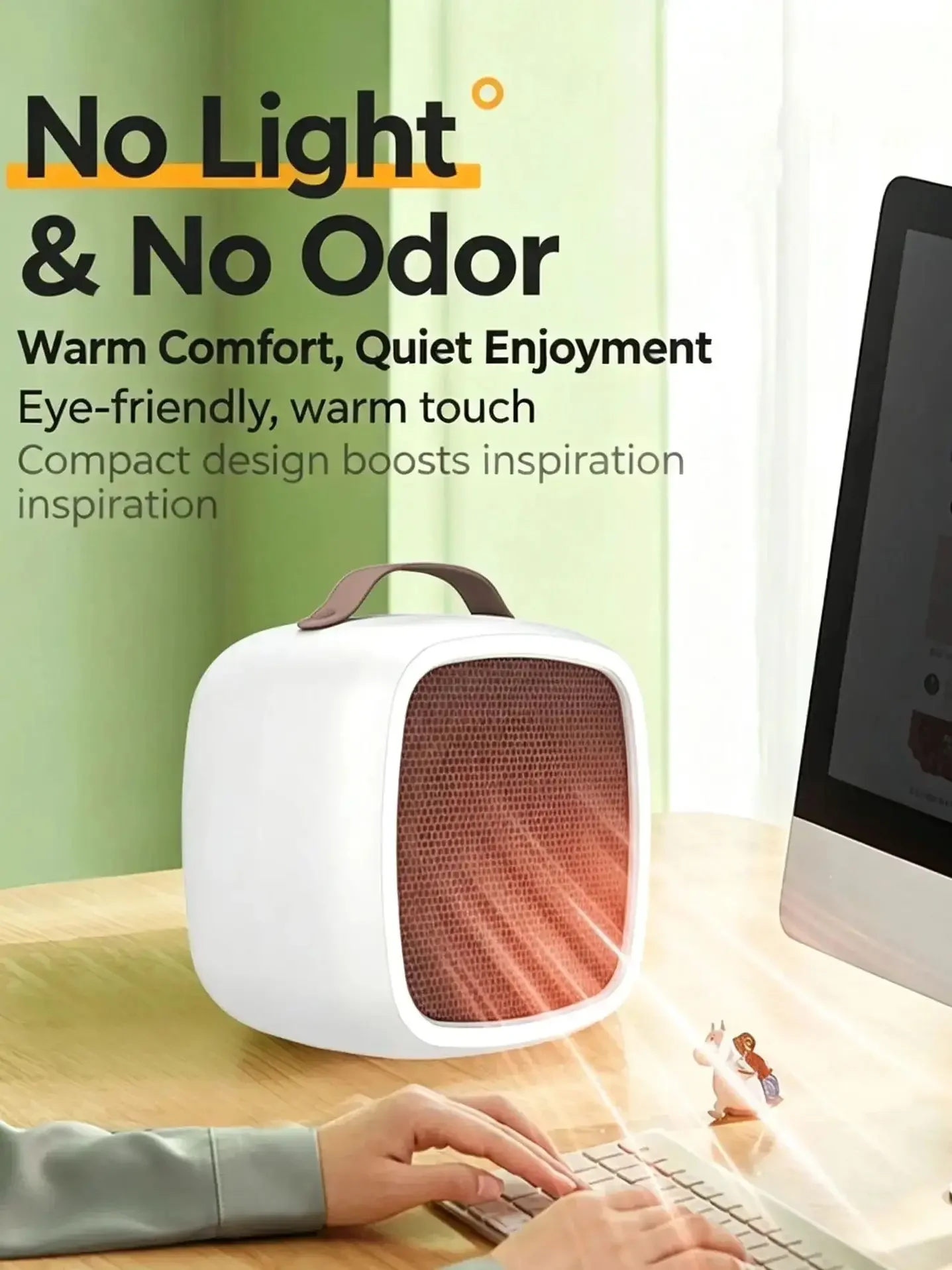 HTMCK 500W Portable PTC Ceramic Mini Heater Quiet Fast Heating Warm Air Fan for Home Indoor Office Use in Winter