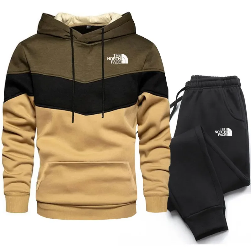 Chándal para hombre, sudaderas con capucha a rayas + pantalones de chándal, conjunto de 2 piezas, nueva moda, traje para correr informal diario de alta calidad para Otoño e Invierno