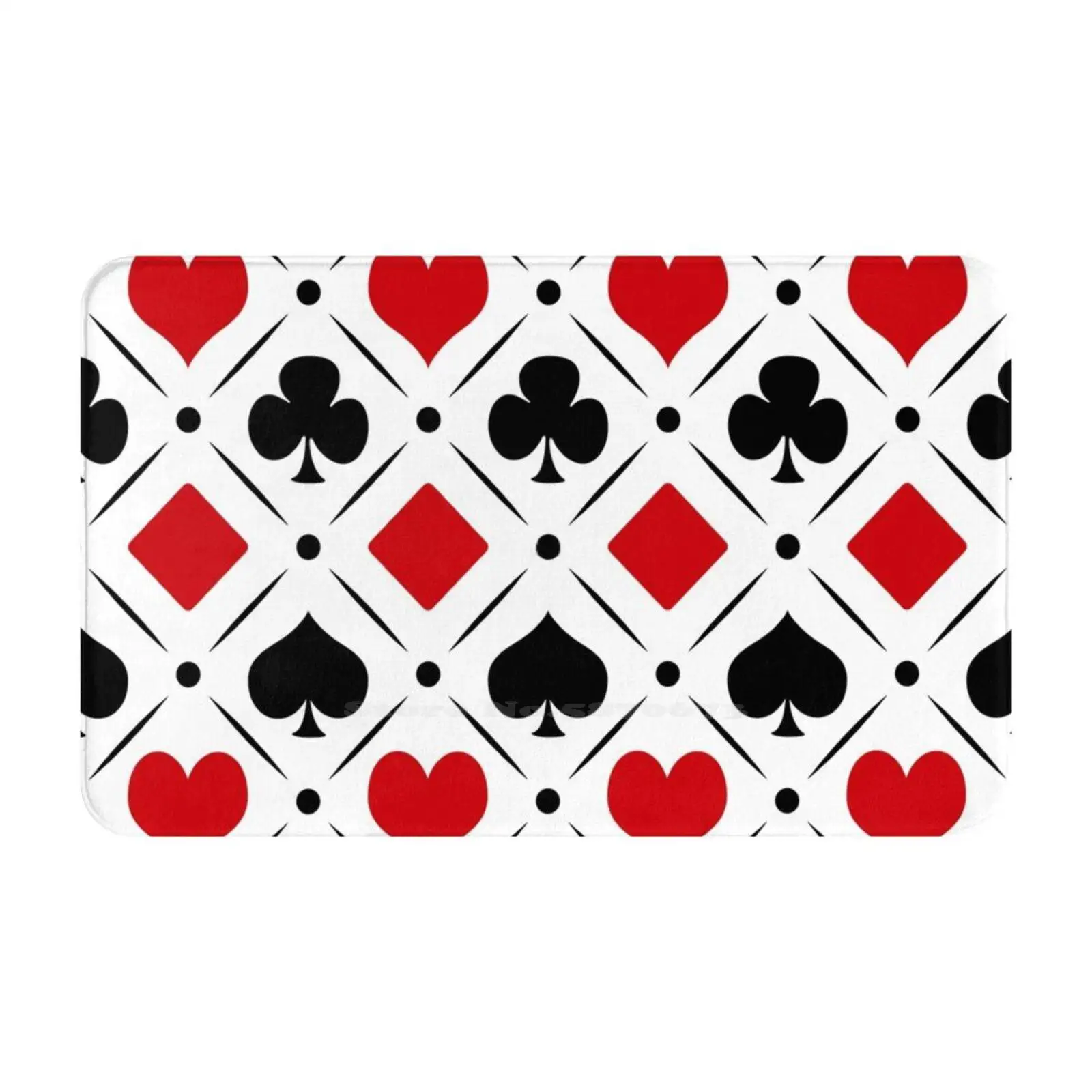 Playing Card Suits Soft Cushion Car Home Carpet Door Mat Playing Suits Four Suits Game Casino Poker Winner Stripes Dots Rhombus