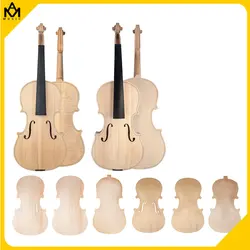 High Quality Unfinished Violin Body Parts Solidwood Top & Back Panel Ebony Fretboard DIY 4/4 3/4 1/2 1/4 1/8 Violin Making Parts