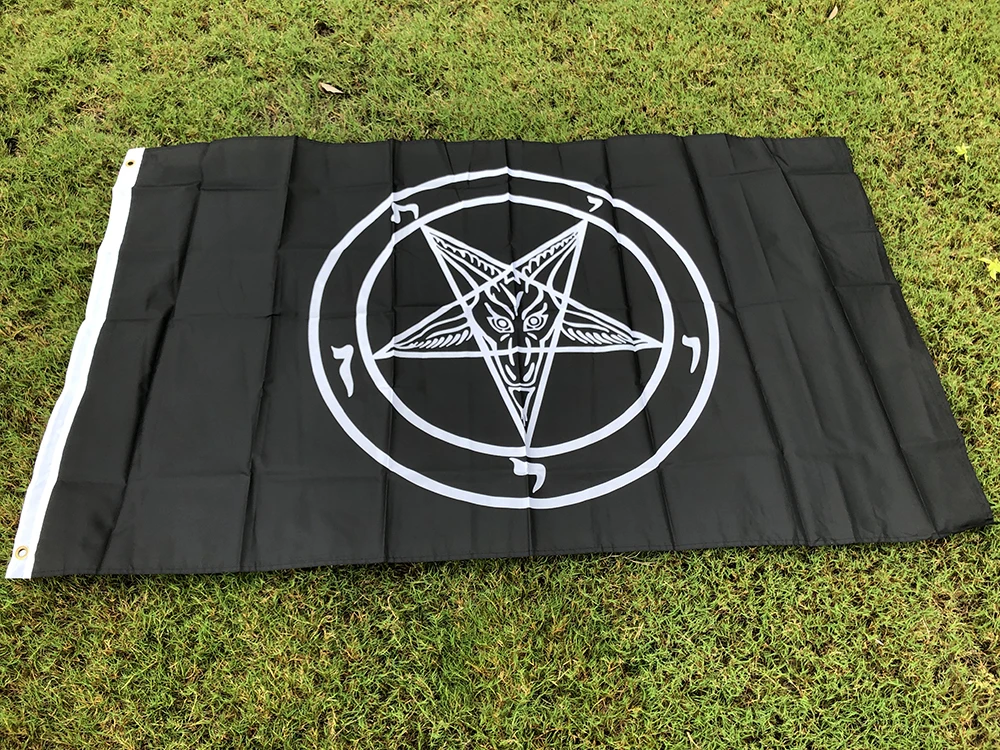 SKY FLAG Satan flag 3x5 fts 90x150cm polyester hanging Roman Catholic Church knights Templar pentagram Baphomet flag of Satan