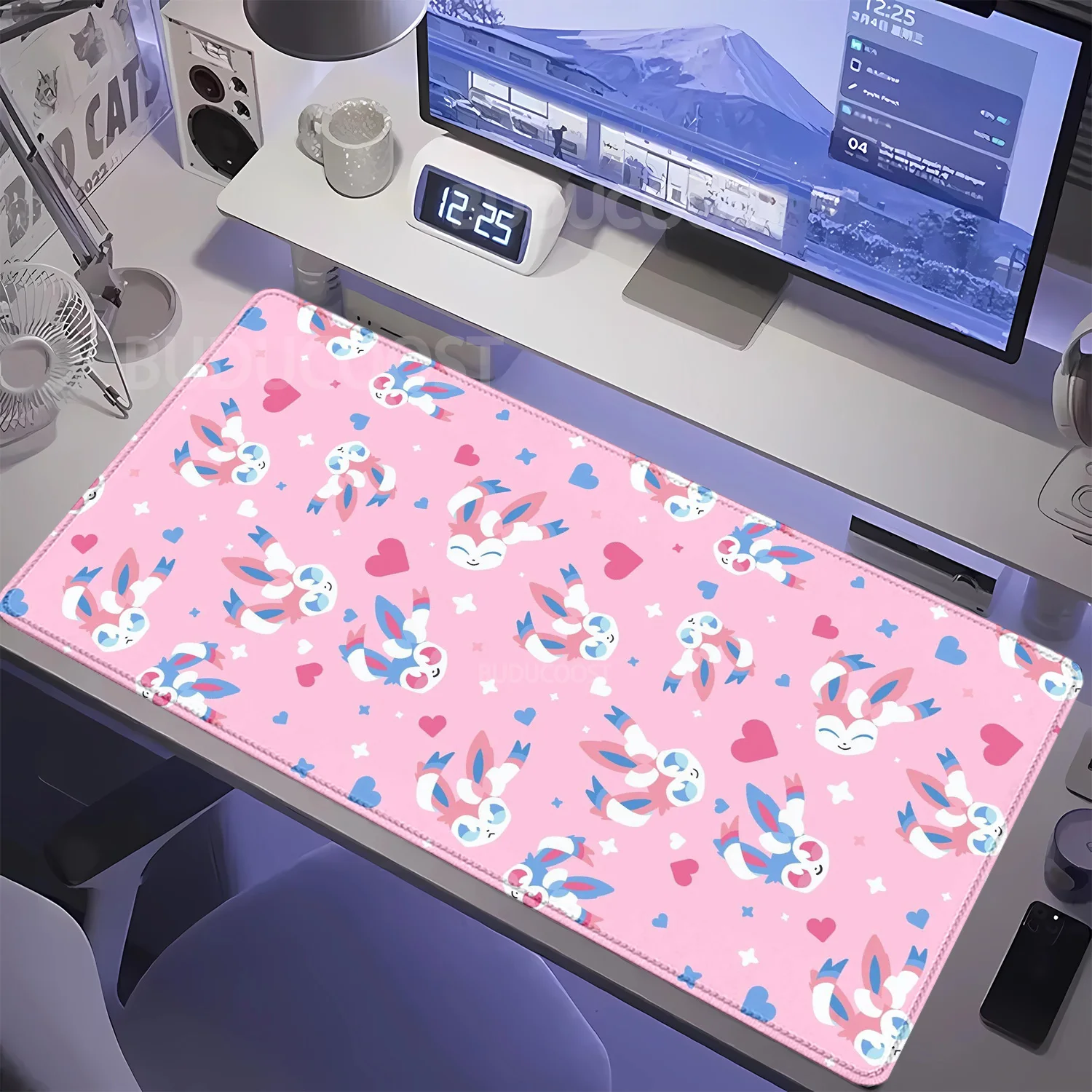 Gaming Mouse Pad Eevee family Anime pokemon Cabinet Kawaii HD printing XXL Non-slip Keyboard Office PC Rubber overlock Desk Mat