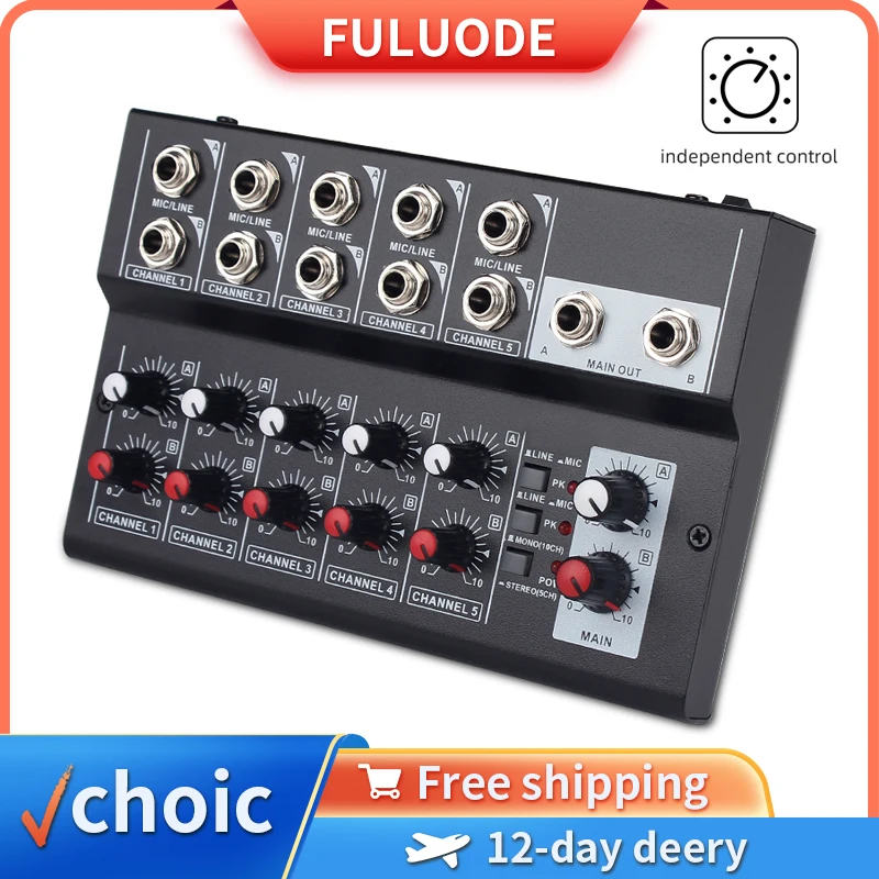 Audio Console 10 Channels Digital Audio Mixer Stereo Karaoke Live Broadcast Mixing Console for Family KTV Campus Speech Meeting