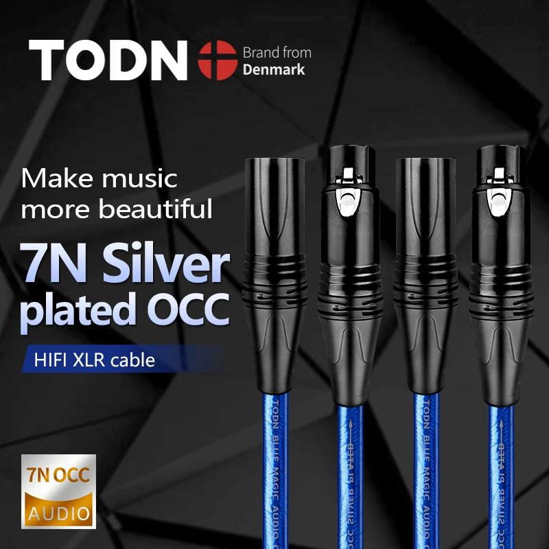 

TODN High end HIFI 7N single crystal copper silver plated XLR cable male female connection cable microphone cable balance cable