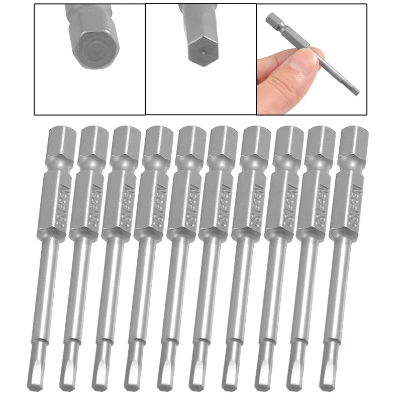 10pcs 65mm Long Hexagon Hex Screwdriver Bits 3mm Hex Bit Magnetic Tip 1/4\