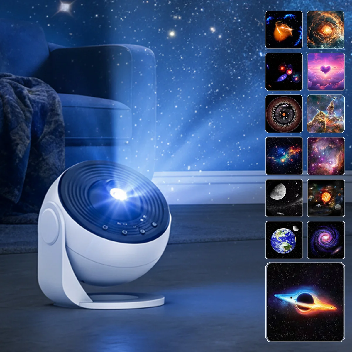 Portable star projector night light for home theater with timer