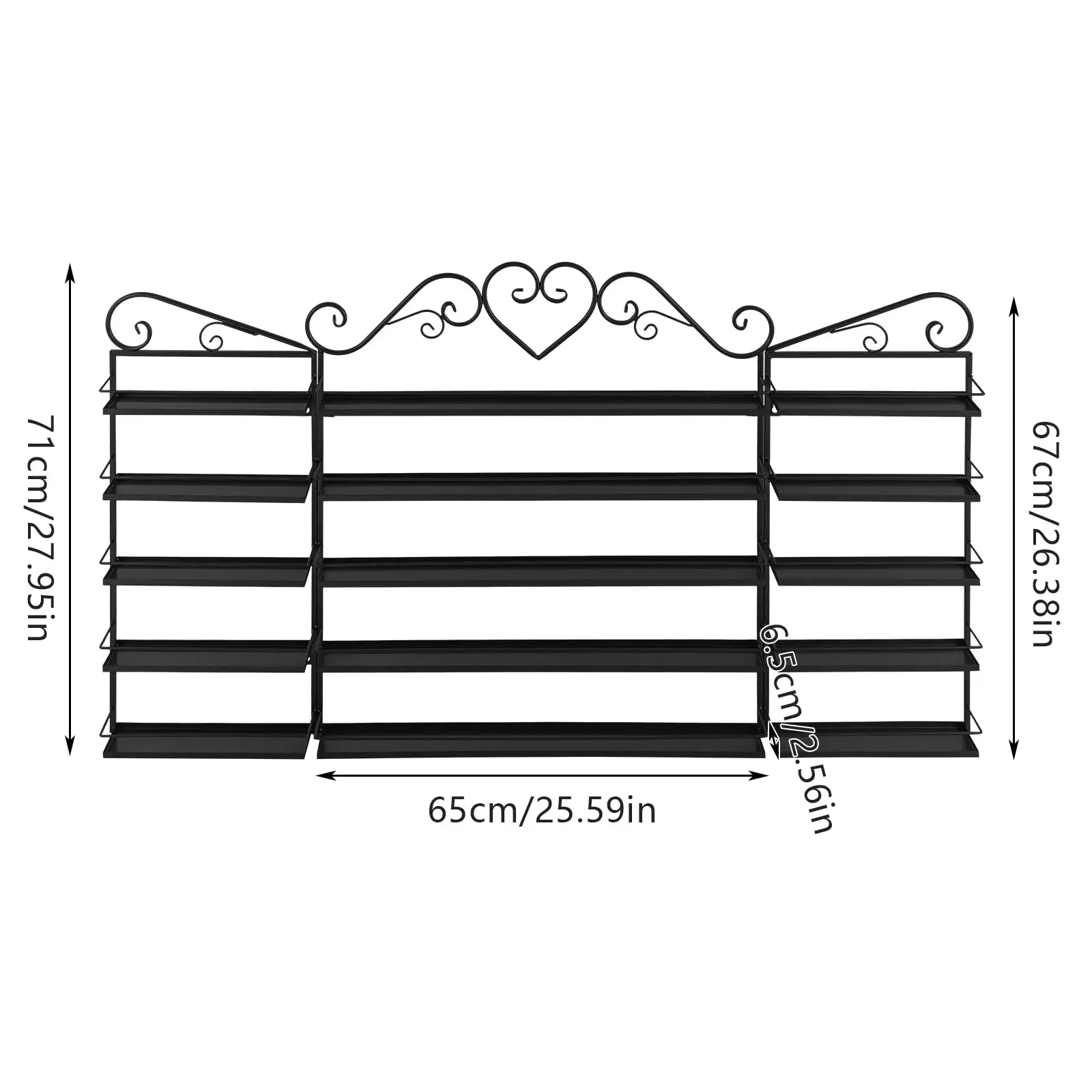 5 Tiers Wall-Mounted Nail Polish Storage Racks Metal Nail Polish Holder Cosmetic Display Case Lipstick Perfume Wall-Mounted Shel