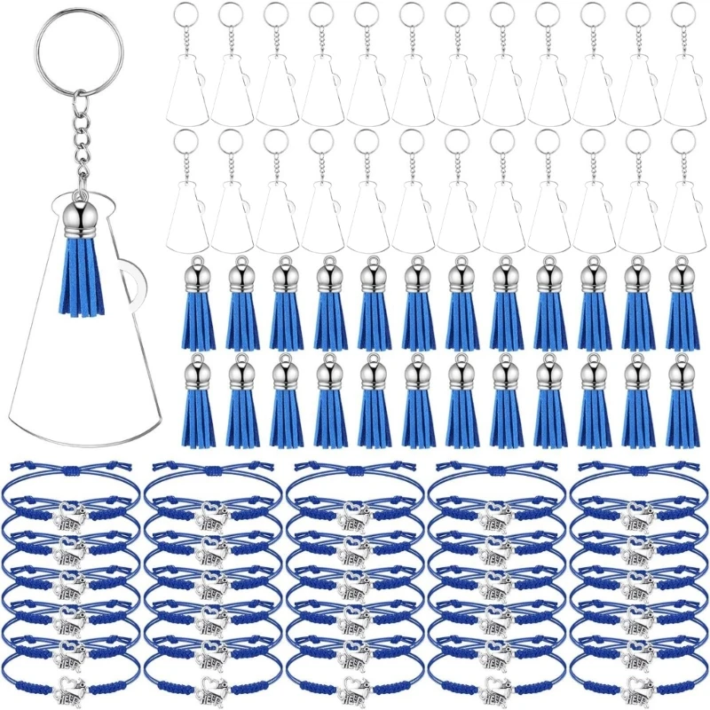 

20 Pcs Cheerleading Jewelry Set Acrylic Amplifier Fringe Keychains Tennis Keyring Bracelet Set Tennis Keyring Bangles