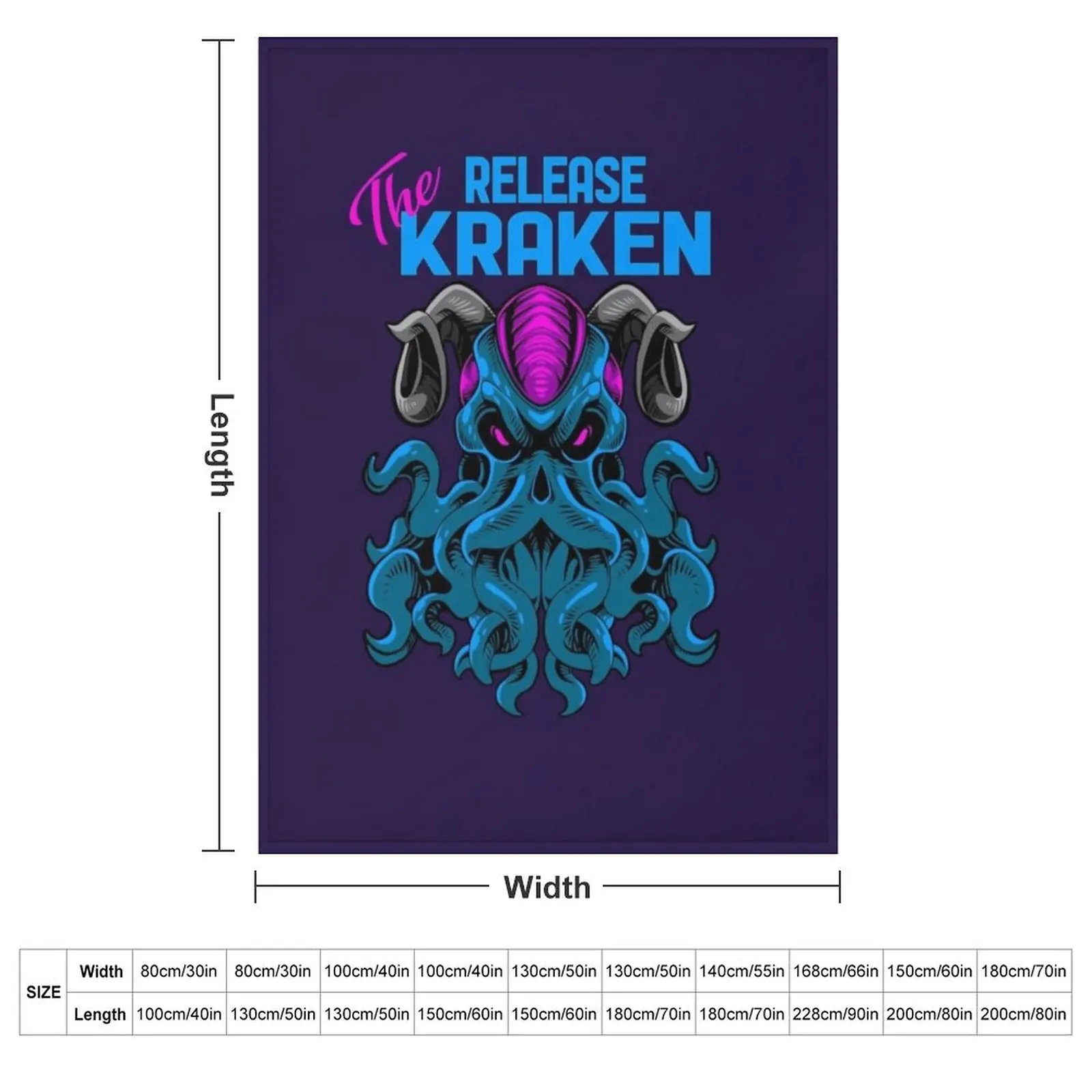 Kraken Sea Monster Vintage Release the Kraken Giant Kraken Throw Blanket couch cozy soft plush fuzzy picnic outdoor blanket