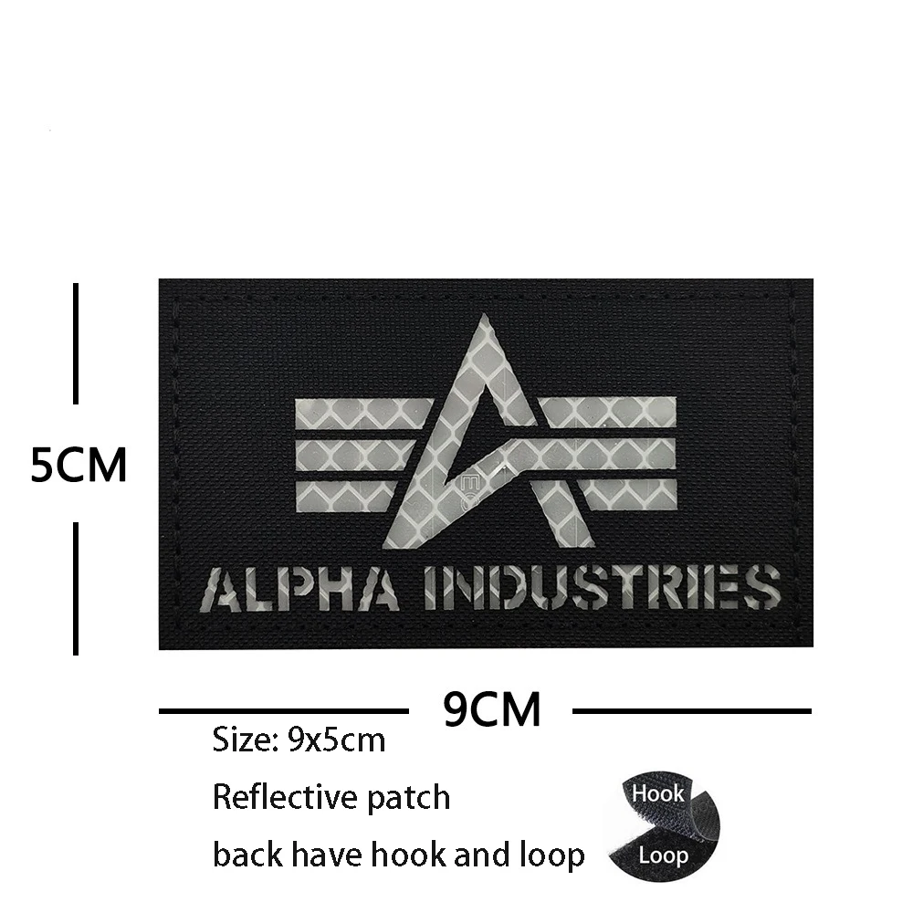 IR Reflective ALPHA Laser Cutting Armband Alpha Glow-in-the-dark Morale Badge Armband Backpack Sticker with Hook and Loop Patch