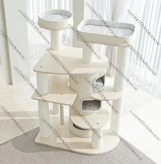 

Hot Sale Modern WhiteCat Climbing Frame Nest Cat Tree Luxury Large Wood Villa Warm Sisal Barrel Castle Integrated Luxury