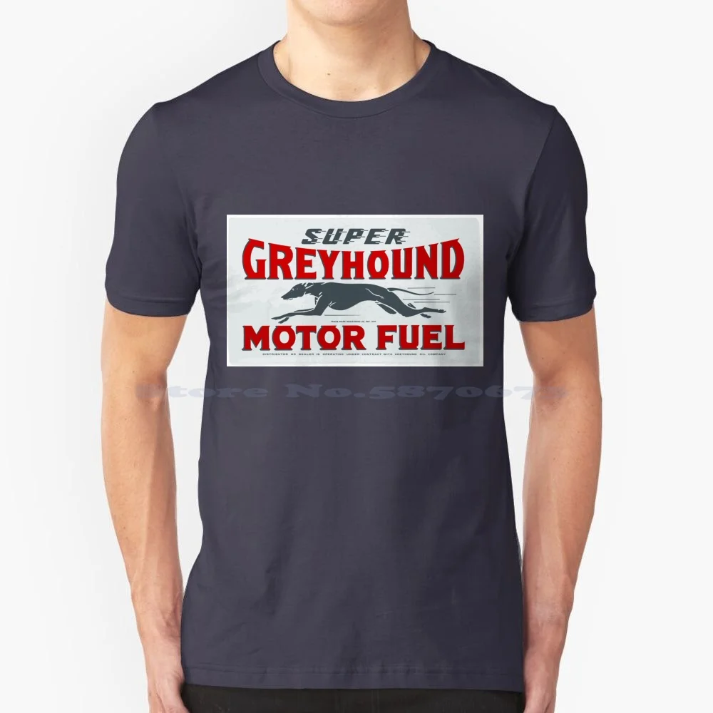 Super Greyhound Motor Fuel T Shirt 100% Cotton Tee Super Greyhound Motor Fuel Oil Petroliana Automobilia Gasoline Retro Vintage