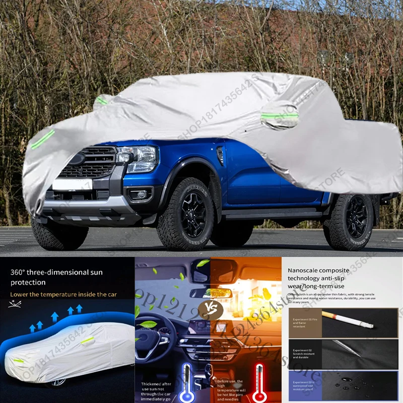 Volledige autohoes compatibel met Ford Ranger 2023-2025 Next-Gen, all-weather bescherming tegen zon, regen, UV, stof, voor buiten en binnen.