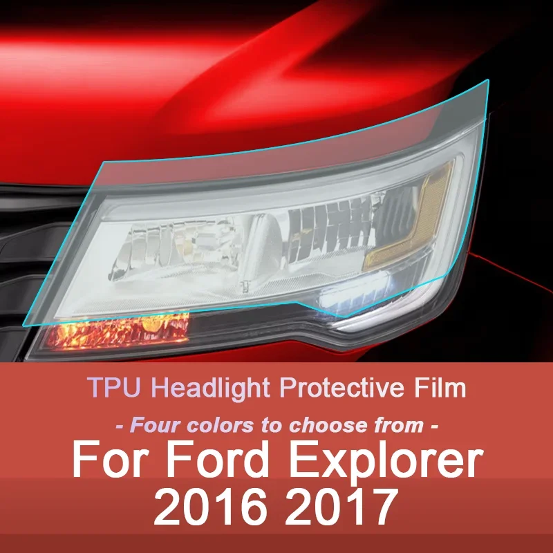 

2 Pcs Car Headlight Protective Film Headlamp Restoration Transparent Black TPU Sticker For Ford Explorer 2016 2017 Accessories