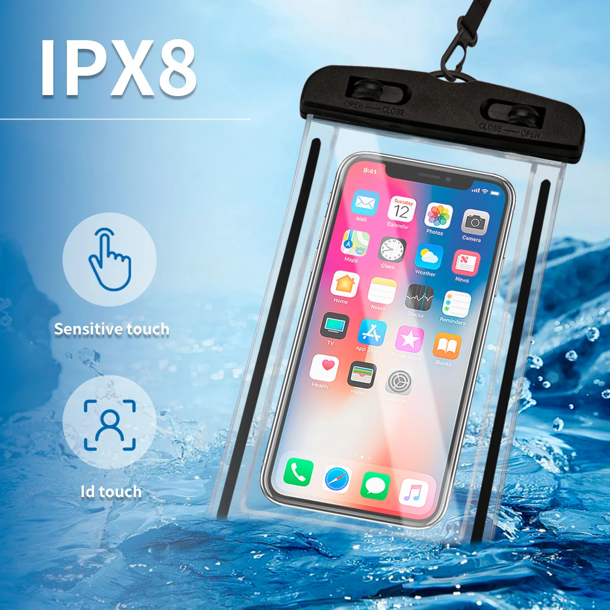 

IPX8 Waterproof Phone Bag, Waterproof Phone Pouch for iphone HUAWEI XIAOMI, Underwater Swimming Diving Phones Case