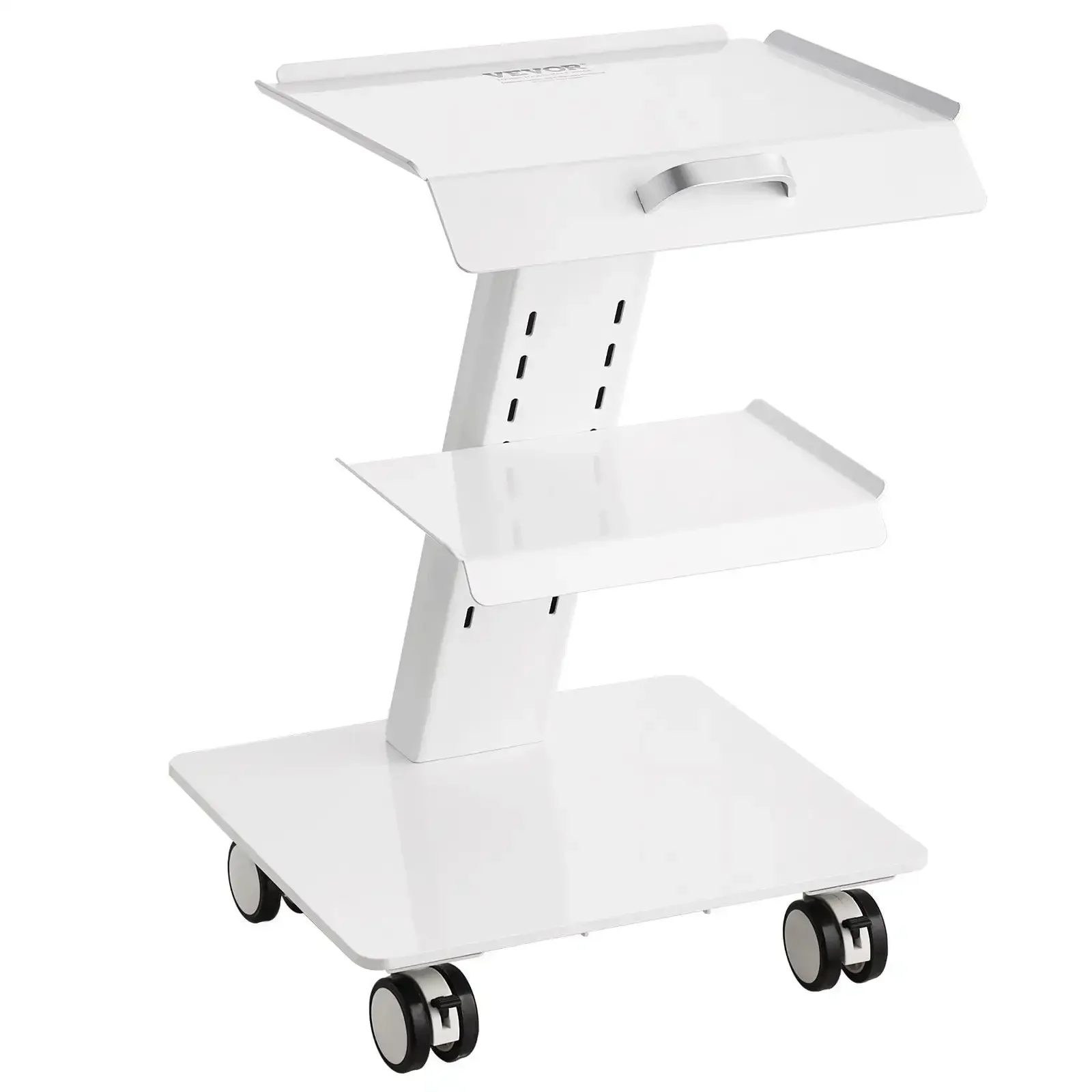 

Lab Trolley, 3-Layer Rolling Lab Cart, Metal Mobile Trolley with Swivel Wheels, Tray Rolling Clinic Cart 220 lbs Weight Capacity