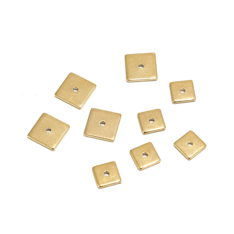 50 pçs de aço inoxidável quadrado plana espaçador contas ouro 6mm 8mm contas soltas para fazer jóias diy suprimentos buraco 1.2mm