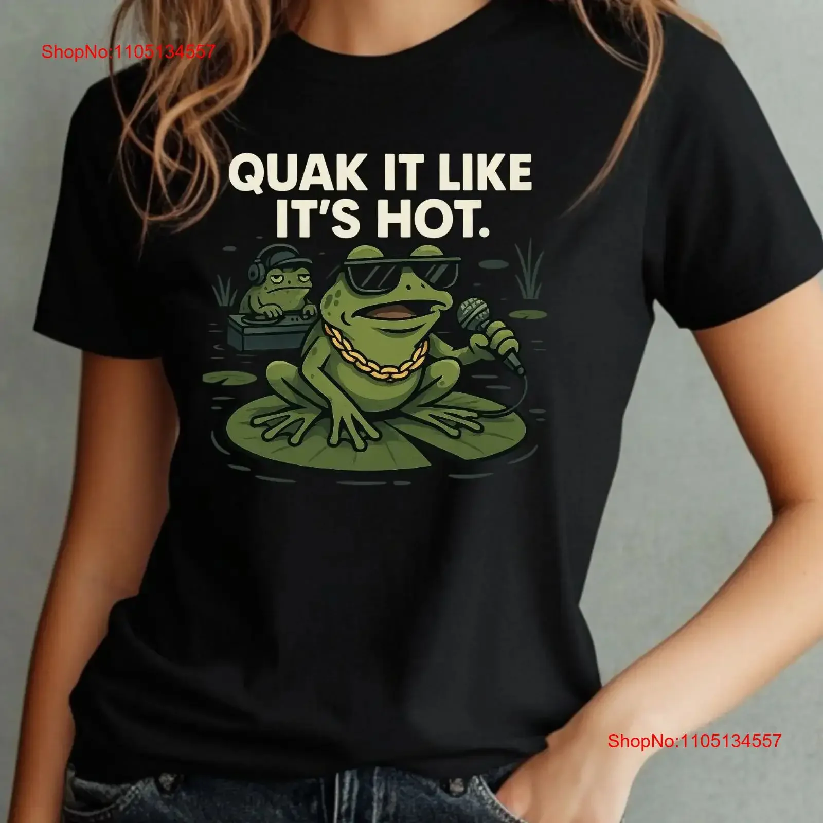 

Футболка в стиле хип-хоп с лягушкой Quak It Like s Hot with DJ Toad Cool Fun Design, винтажная стираная дизайнерская одежда, дышащая