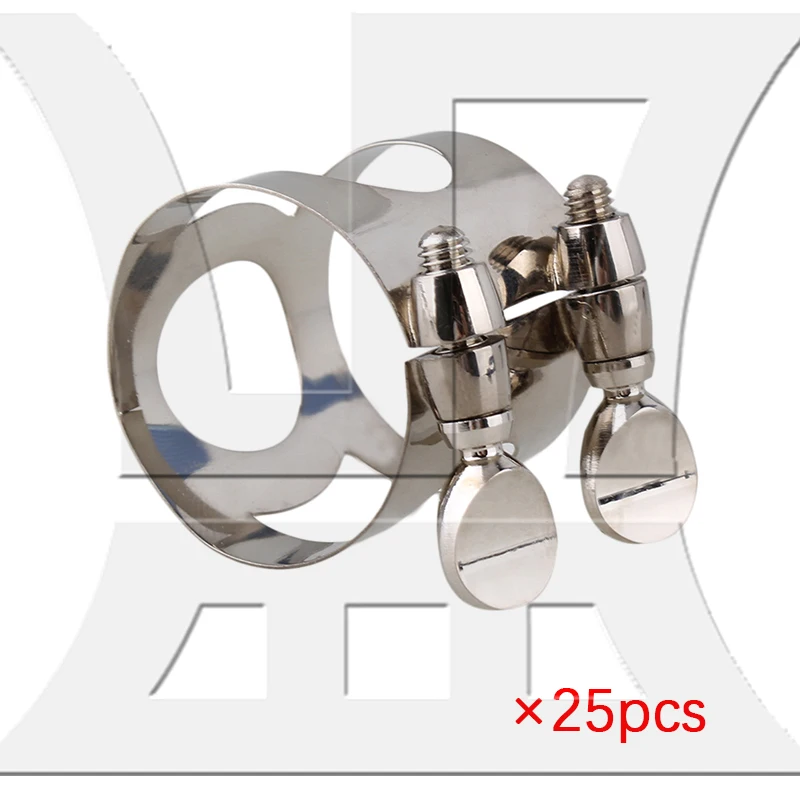 

Yibuy 25Pieces Nickel Plated Clarinet Mouthpiece Ligatures with Double Screw Adjust