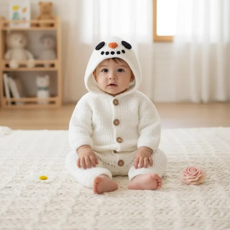 Ręcznie robiony na szydełku pajacyk śnieżynka dla niemowląt - Sesja zdjęciowa noworodka - ubranka dla dziewczynki - świąteczne ubranka dla niemowląt - strój do sesji zdjęciowej noworodków