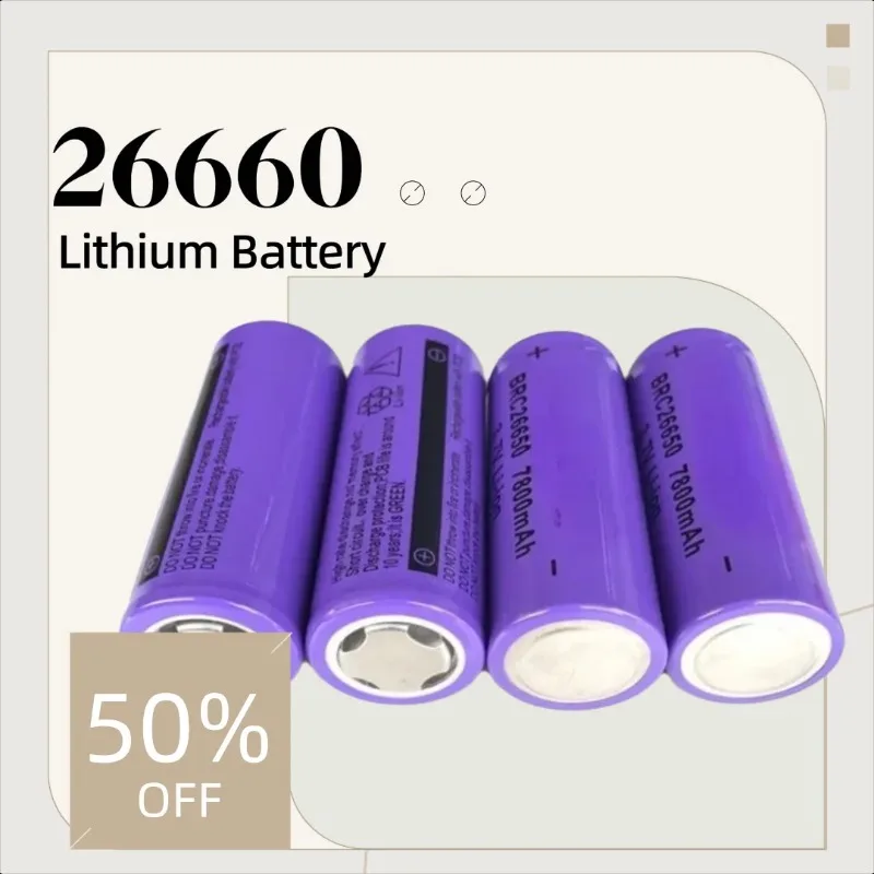 

26660 Lithium Battery 3.7V 7800mAh Ultra-High Capacity Lithium Battery for Flashlights and Model Aircraft