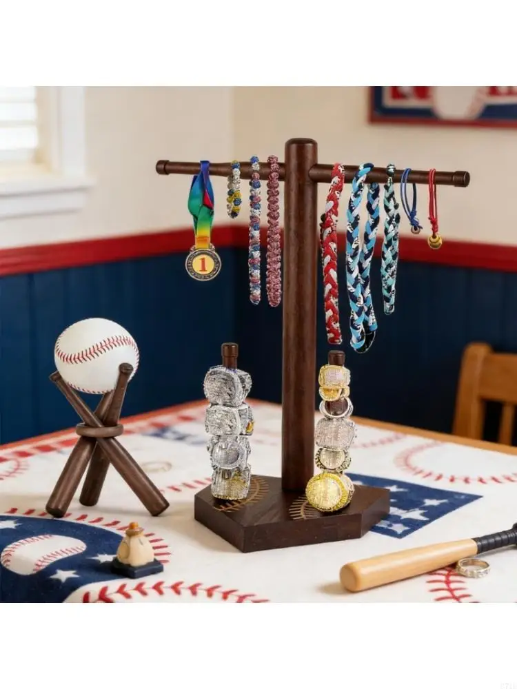 

Baseball Jewelry Holders for Rings and Necklaces with Ball Stand Softball Rack for Sports Enthusiasts