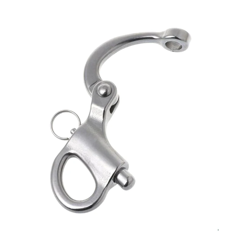 Boat 316 Stainless Steel 69mm Hook with Ring Rigging Sailing Fixed Bail Snap Shackle Quick Release Outdoor Accessories