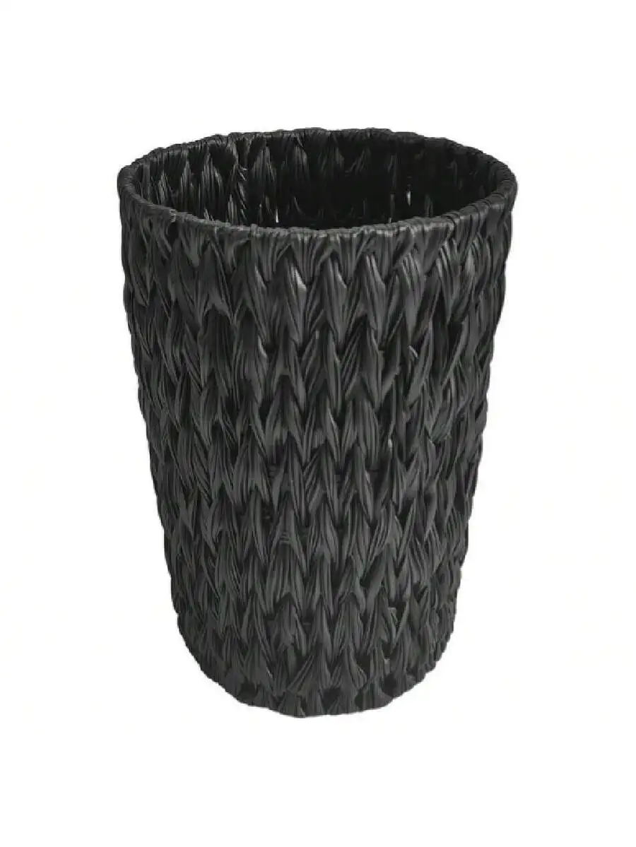 

Black Wicker Trash Can For Bathroom Bedroom Office Small Waste Basket