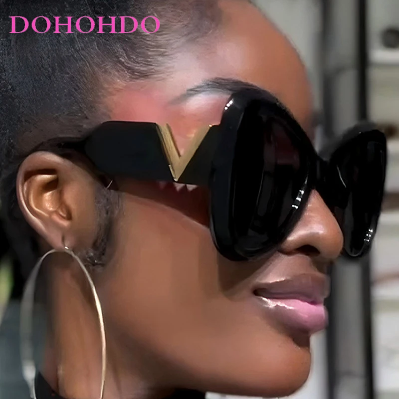 

2025 Fashion Oversized Cat Eye Butterfly Frame Women Sunglasses Luxury Designer Men Sunglass Travel Eyewear Female UV400 Очки