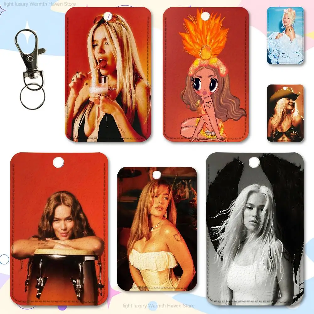 

K-Karol G Tropicoqueta Premium PU Leather Card for Daily Use Holder Card Case with Metal Carabiner Customizable Design