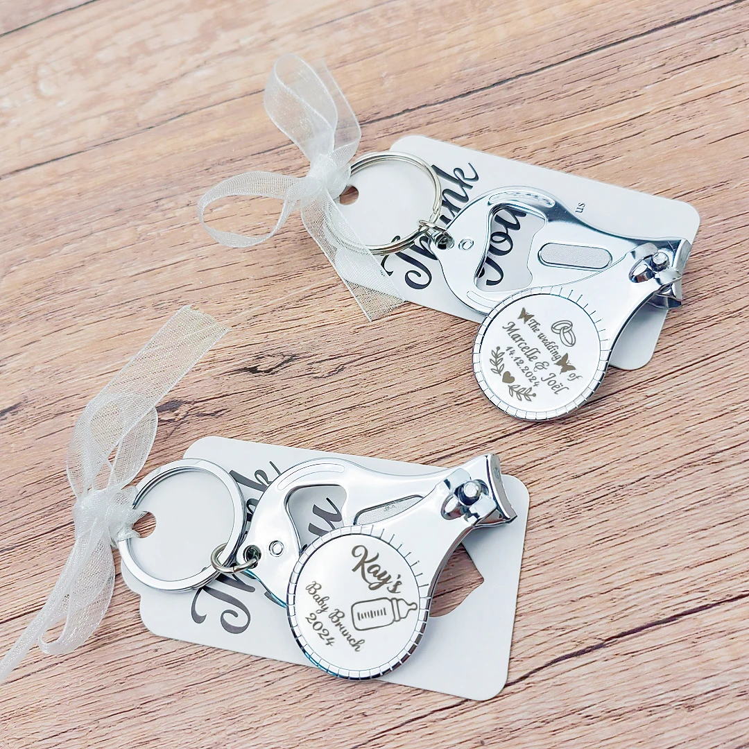 

Personalized Wedding Souvenirs for Guests, Customized Wedding Favors, Multifunctional Bottle Opener, Keychain Nail Clippers