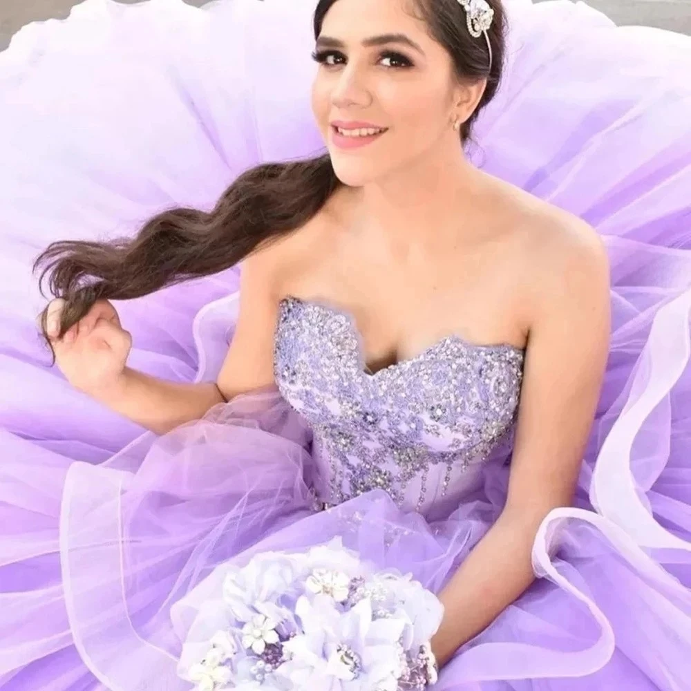 ANGELSBRIDEP-Robe de Quinceanera à paillettes pour 15 ans, perles brillantes, robe de princesse Sweet 16, robe de salle de bain éducative, fête d'anniversaire