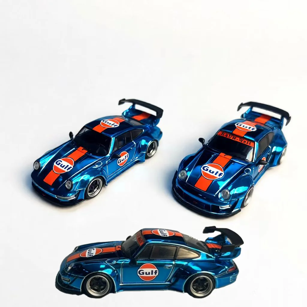 

Flame 1/64 Porsche RWB 993 964 Plated Blue Gulf Alloy Die Cast Car Model Collection Gift
