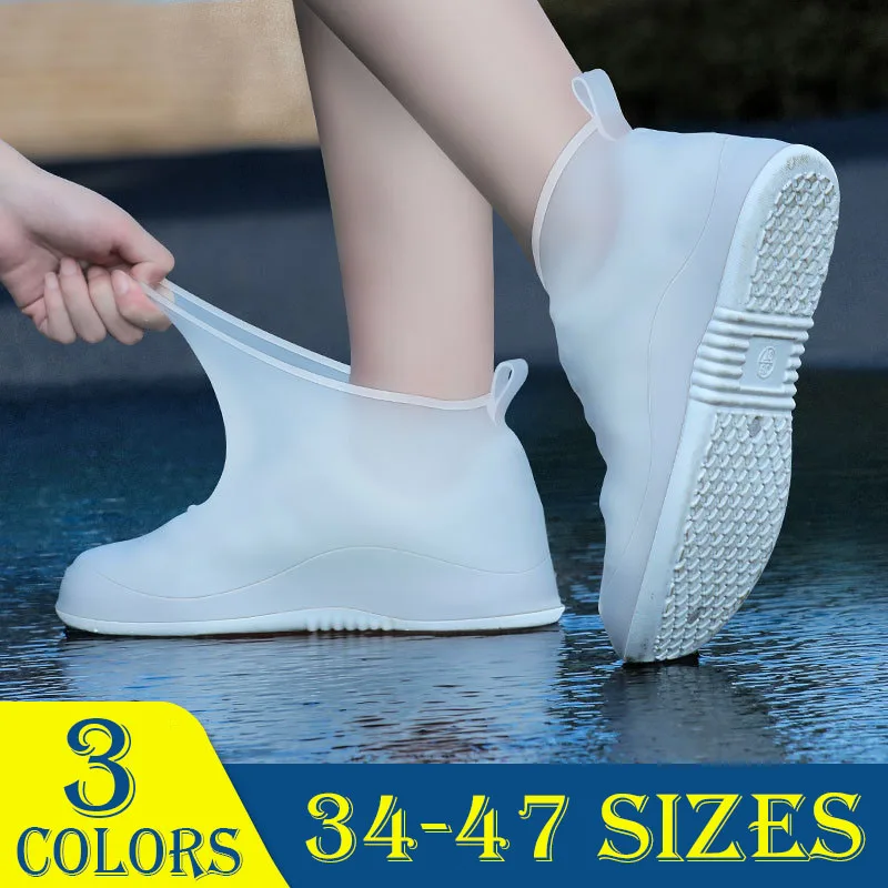 Высокие силиконовые водонепроницаемые бахилы, противоскользящие и износостойкие чехлы от дождя для мужчин и женщин, утолщенный дизайн