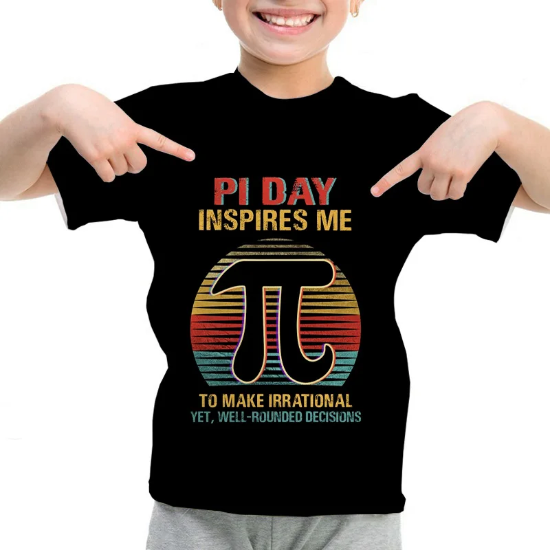 Funny Pi Day T Shirt Spiral Pi Math Kids Tee Pi Day 3.14 T-Shirt Europe Tops for Boys Girls T-shirts Mathematical Geometry Print