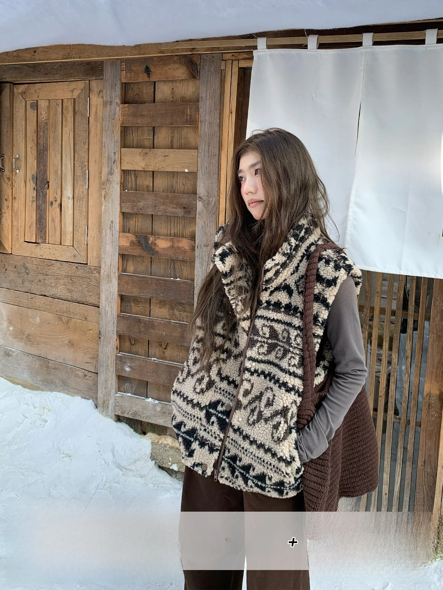 

Женский свободный жилет из овечьей шерсти Orange Tree Where Island, осенняя коллекция, модная универсальная верхняя одежда с длинными рукавами