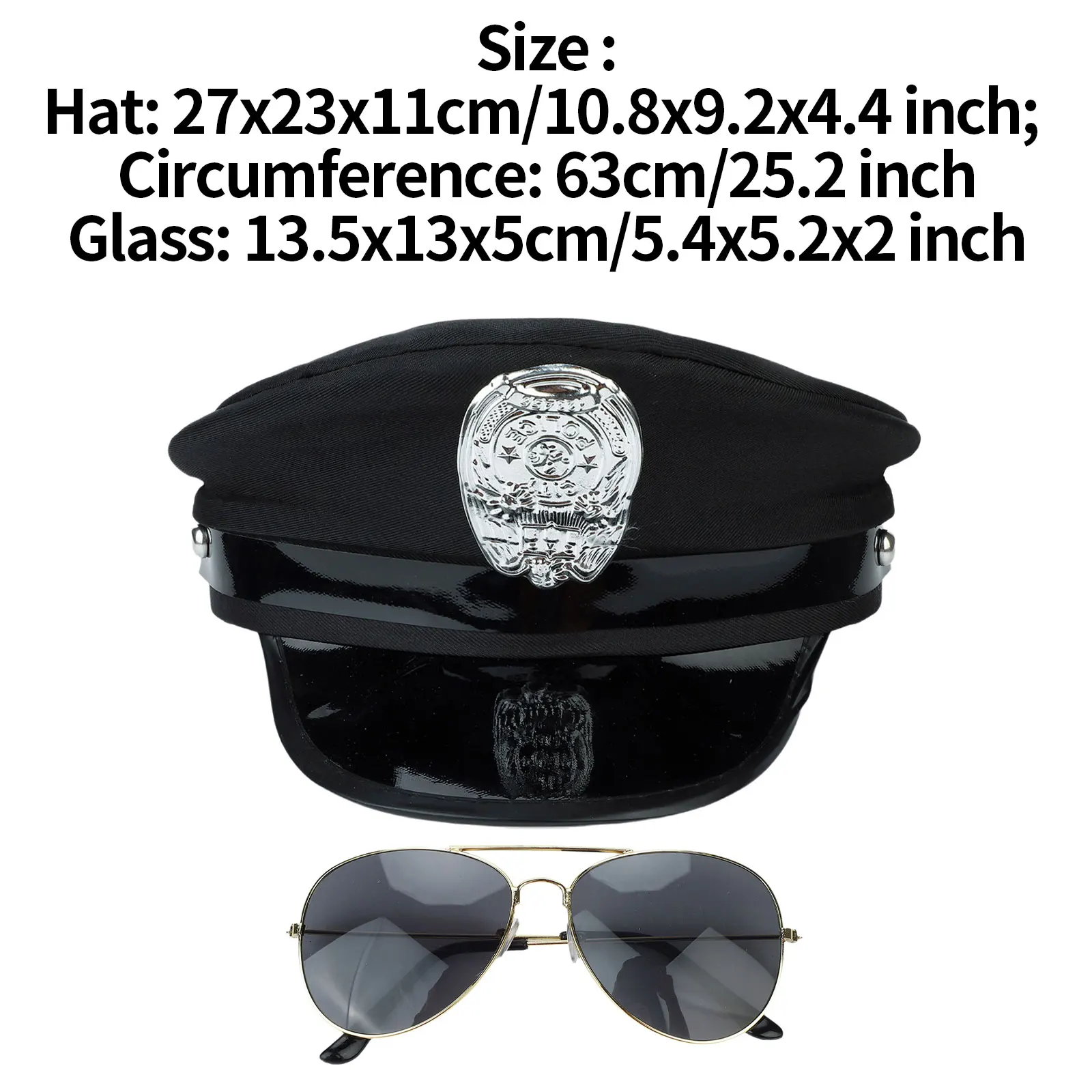 Womens Halloween Cospaly Police Hat Cap Army Hat+Glasses Accessories for Masquerade Carnival Party Nightclub Performance Props