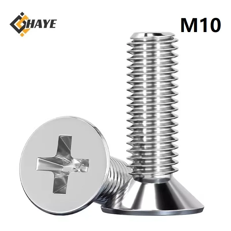 

M10 Cross Recessed Countersunk Screws 304 Stainless Steel Phillips Flat Head Machine Bolts 16 18 20 25 30 40 45 50 100 110mm